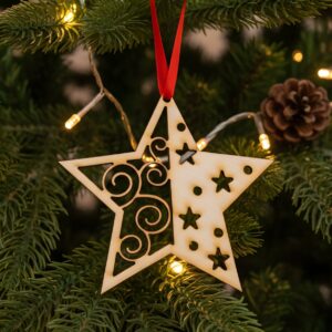 Drveni ukras za jelku - Zvezda